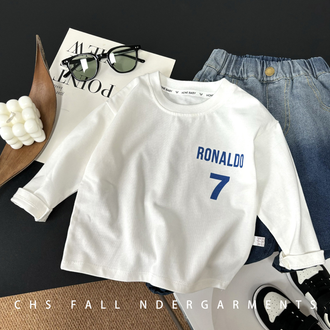 纯棉长袖儿童t恤a百搭圆领