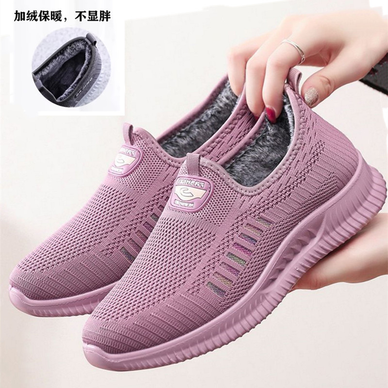 薄绒平底棉鞋休闲妈妈轻便孕妇鞋