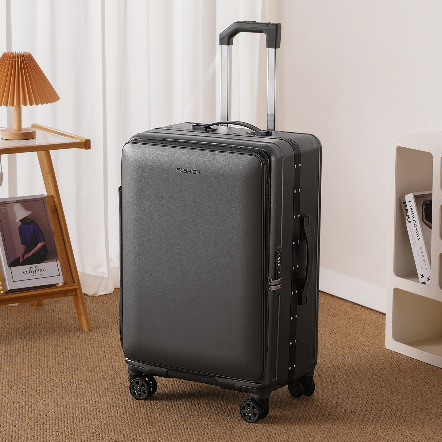 侧开行李箱深仓大容量旅行箱可扩容拉杆箱结实耐用密码登机箱皮箱