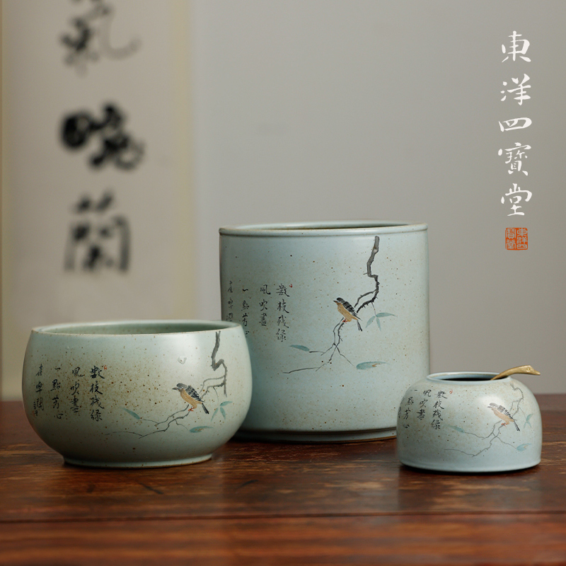 匠人手繪枝頭鳥瓷器藝術