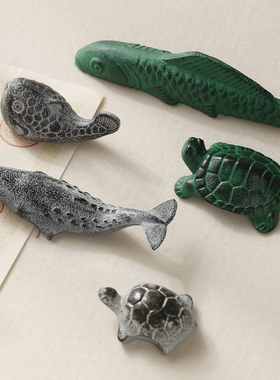 【2件9折】河豚铸铁镇尺镇纸学生 金属书法可爱动物文房摆件文镇