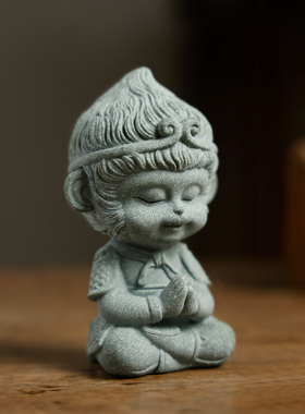 青砂造像虔诚小悟空 书房小摆件创意摆件镇纸镇尺文房四宝礼品送