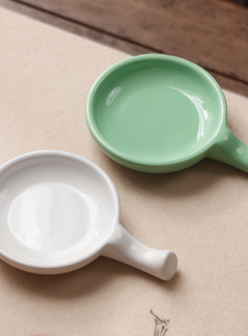 架笔墨蝶 白瓷墨碟料碟陶瓷砚台多功能笔搁调色盘瓷器墨池笔舔