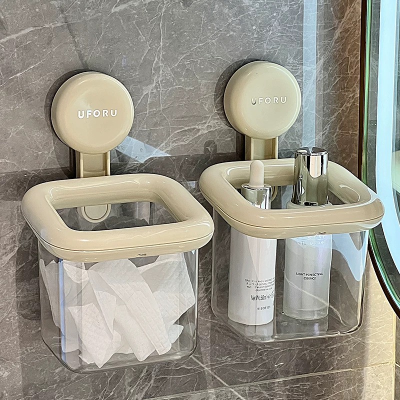 卫生间吸盘置物架壁挂免打孔浴室厕所洗漱台废弃洗脸巾收纳盒挂篮