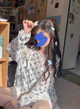 薄款蝴蝶结宽松防晒T恤上衣