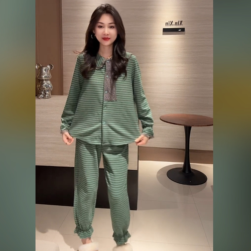 春秋新款高级感宽松睡衣套装女