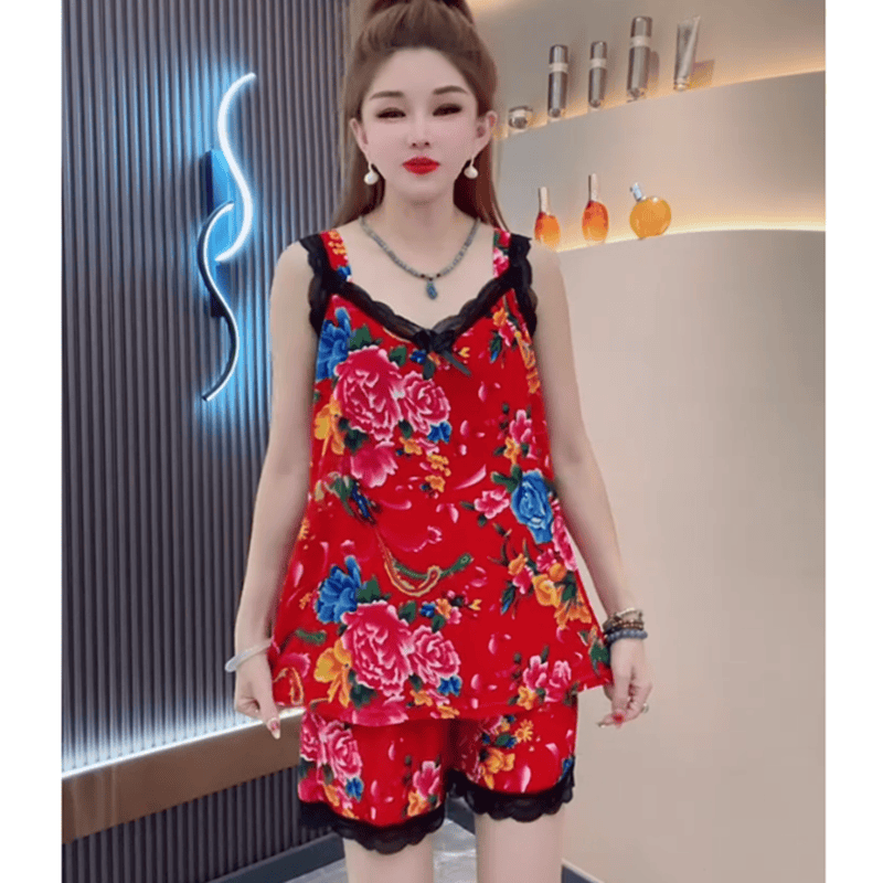 爆款无袖夏季家居服套装蕾丝吊带