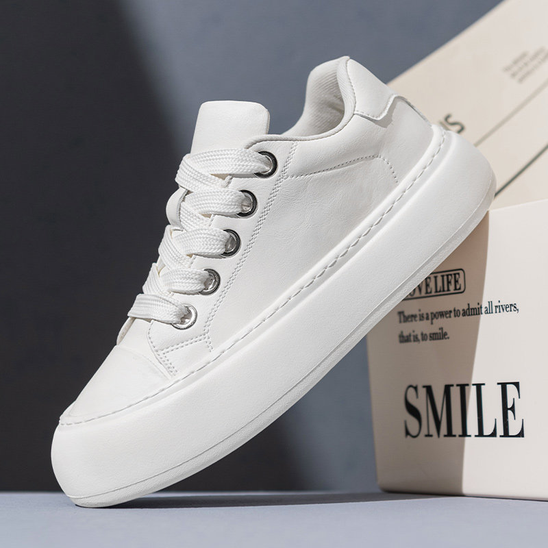 男鞋2025新款春季透气百搭小白鞋男款青少年休闲潮鞋厚底增高板鞋