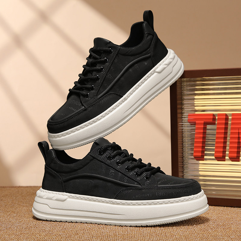 鞋子男鞋夏季透气薄款冰丝布鞋男款休闲高档白底黑面轻便软底板鞋