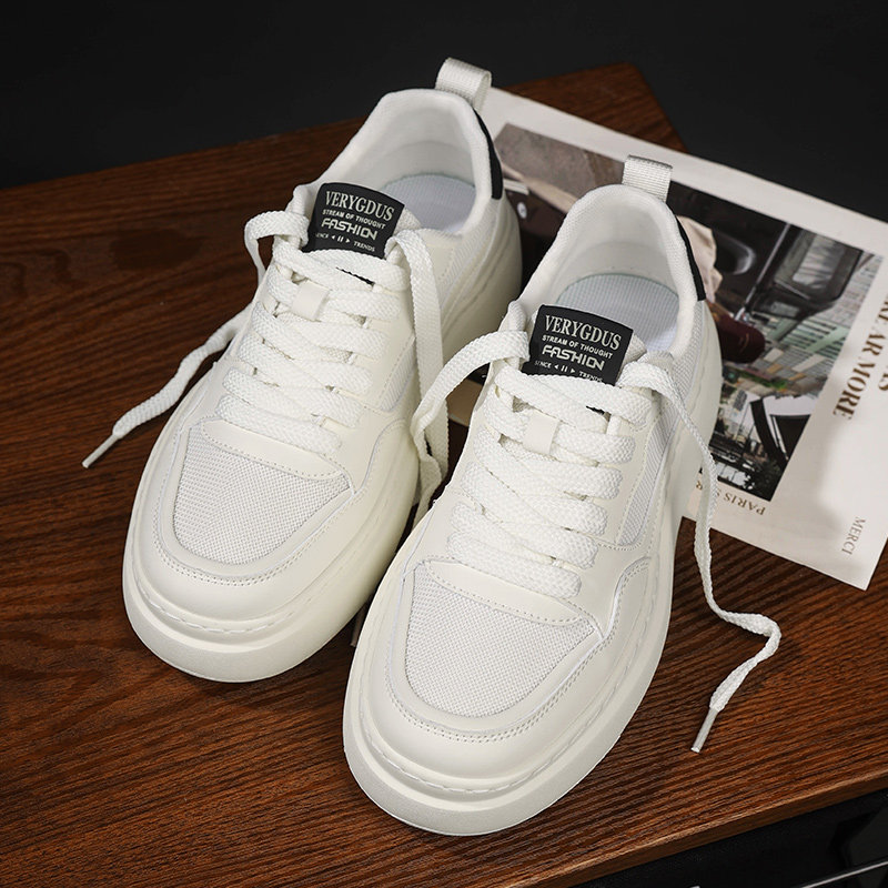 鞋子男鞋夏季透气薄款镂空小白鞋男款高级感网面板鞋厚底休闲布鞋