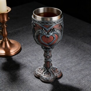 欧美龙与地下城杯子创意情侣双龙高脚杯复古杯美式道具烛台龙杯子
