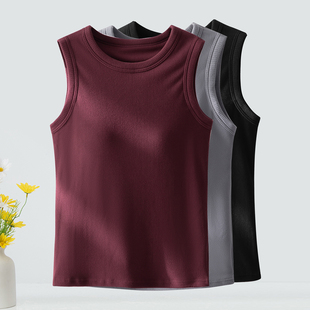 女秋冬带胸垫保暖背心无袖 打底内衣免文胸内搭上衣磨毛绒圆领975