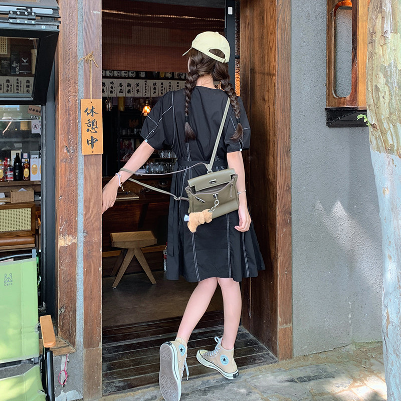 新款藏青色明线连衣裙103-110-168,女装连衣裙,浙宝103（原192）