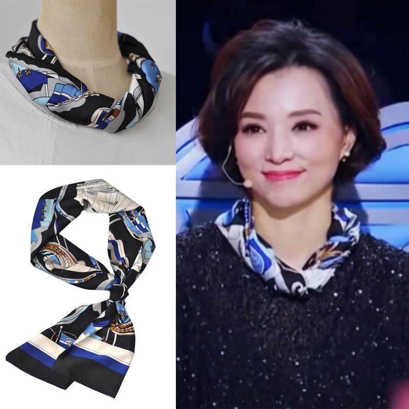 董卿同款丝巾女小长条窄领巾搭西装小丝巾百搭春秋衬衣装饰围巾