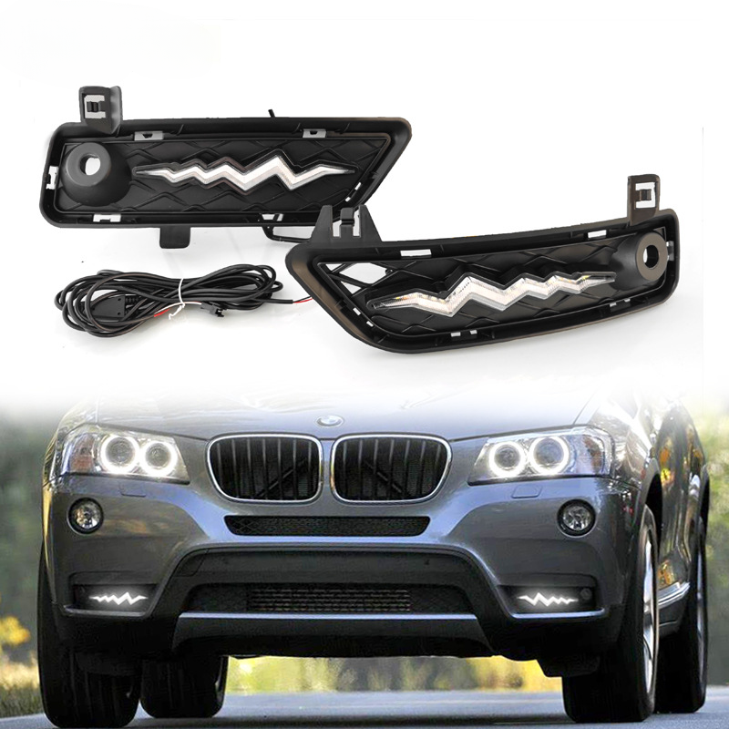 适用于09-13款宝马X3日行灯前雾灯框改装专用LED日间行车灯前杠灯