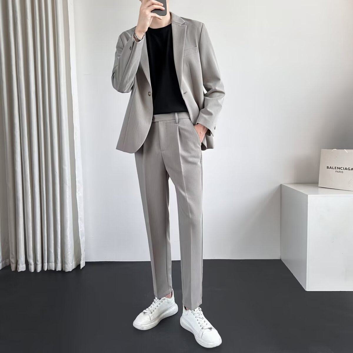 休闲小西装男套装潮流ins痞帅宽松西服韩版高级感显瘦男神范外套