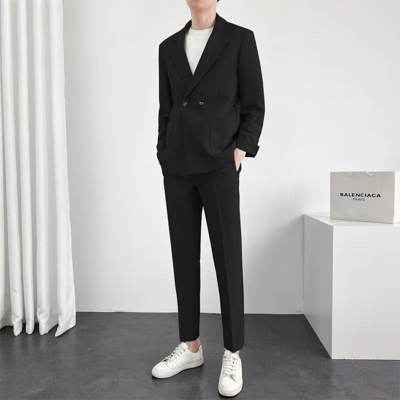 黑色西装套装男士商务休闲上衣外套职业正装修身上班族面试工作服