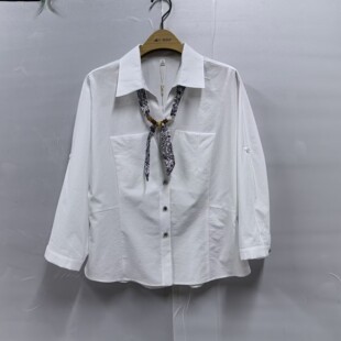 佑Y26A1053时尚休闲翻领减龄衬衫韩版女式上衣配丝巾春装2026新款