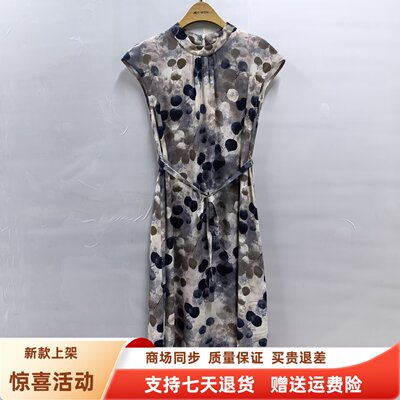 Y26BL2055时尚优雅无袖系带遮肚印花长裙减龄连衣裙夏装2026女款
