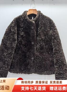 庄Z245N153时尚休闲立领皮毛一体加厚颗粒绒短外套冬装2025女新款