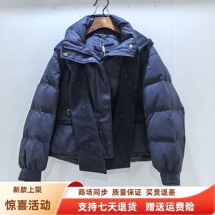 WOYY8811时尚休闲带帽围巾款白鸭绒宽松羽绒服短外套冬装2025女款