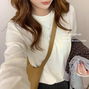 秋家自制 长袖 好穿up 叠穿神器 圆领T恤内搭外穿 温柔慵懒 返场