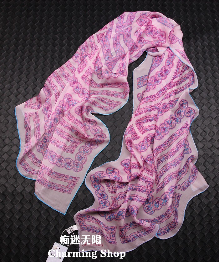 民族风长款真丝丝巾百搭防晒保暖薄款超大沙滩披肩围巾蕾丝纹优雅