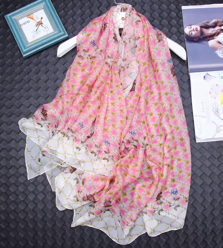 粉色花朵100%桑蚕丝围巾女春秋冬多功能防晒披肩旅游拍照长巾丝巾,服饰配件/皮带/帽子/围巾,围巾/丝巾/披肩,淘宝优惠券,粉丝福利购,淘宝优惠卷