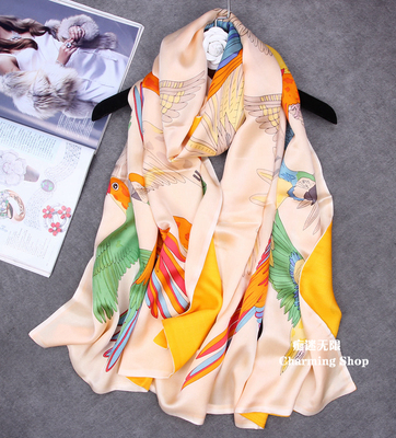 100%桑蚕丝真丝羊绒围巾女秋冬百搭双面保暖披肩两用高端礼品丝巾