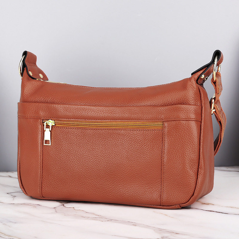 真皮女包头层牛皮单肩斜挎包休闲时尚大容量多层中老年妈妈斜背包