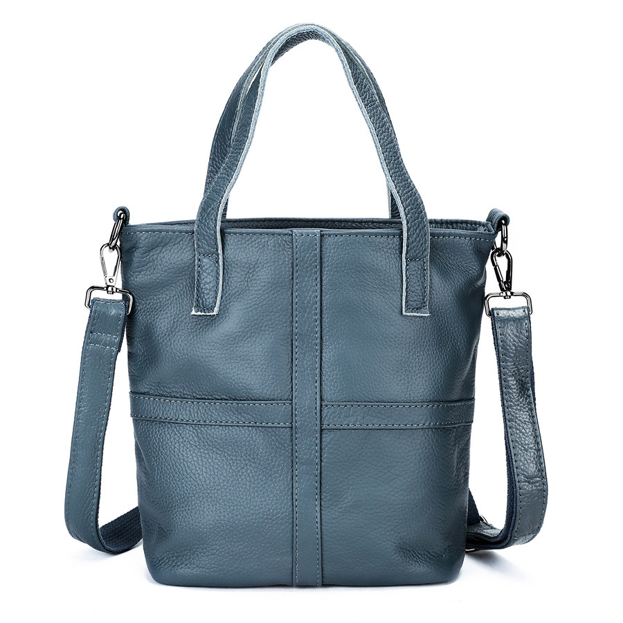 妈妈手提包真皮头层牛皮手提斜挎两用包休闲时尚女包百搭水桶包