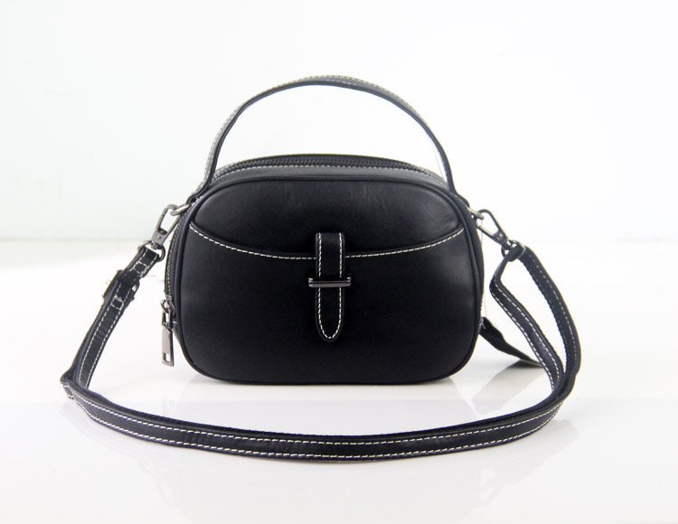 新款手机真皮拉链小圆包 头层牛皮斜挎青年休闲小包手提单肩包