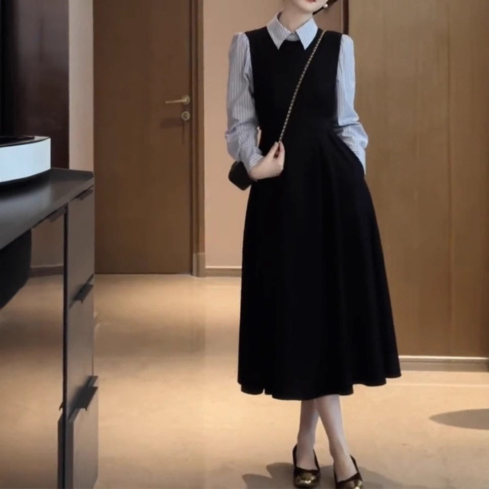 易菲妍女装官方旗舰店正品连衣裙秋冬穿搭一整套小香风气质收腰显