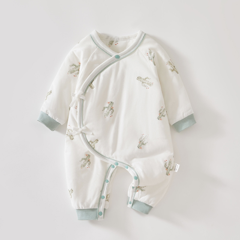 新生婴儿秋冬季衣服加薄棉连体衣