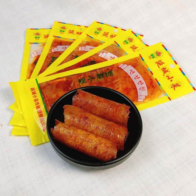 东北辣片延城小菜长豆皮小零食香辣手撕辣条腐竹皮延边特产大辣片