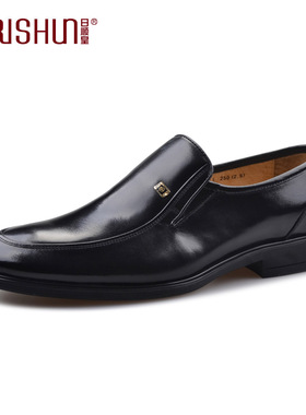 Rishun/日顺皇男鞋皮鞋商务正装鞋男士低帮套脚耐磨皮鞋男结婚鞋
