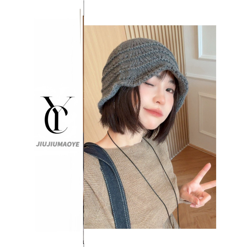 圆顶女渔夫帽帽子针织帽子渔夫帽时尚冬天保暖帽女士百搭韩版