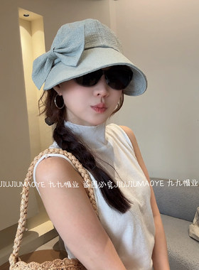 （福利价）甜美可拆卸蝴蝶结条纹遮阳帽女春夏季休闲百搭鸭舌