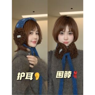 韩版波点撞色耳罩冬季加厚保暖防寒骑行护耳系带防冻耳2026年秋款