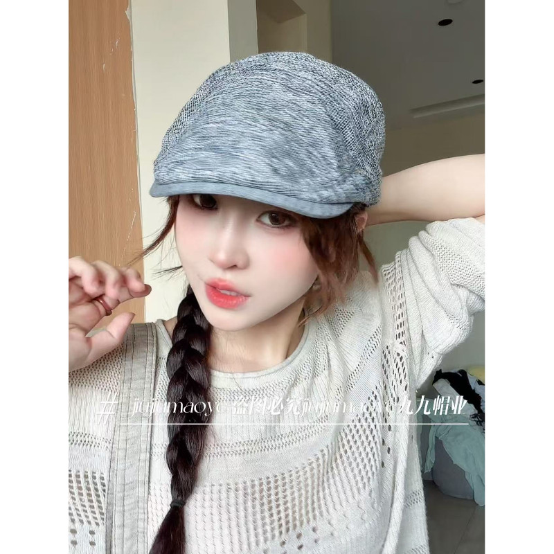 日系文艺草编贝雷帽女纯色防晒短檐鸭舌帽男夏天沙滩度假前进帽潮