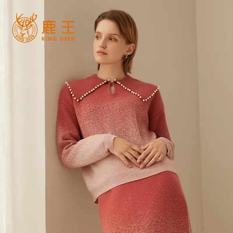 鹿王女士纯山羊绒衫秋冬季保暖