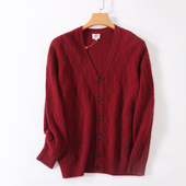 鹿王秋冬季 保暖休闲商务外套毛衣 百搭加厚款 男士 V领纯山羊绒开衫