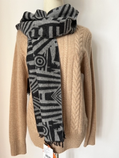 鹿王纯山羊绒围巾秋冬季百搭保暖休闲简约针织男女通用围脖