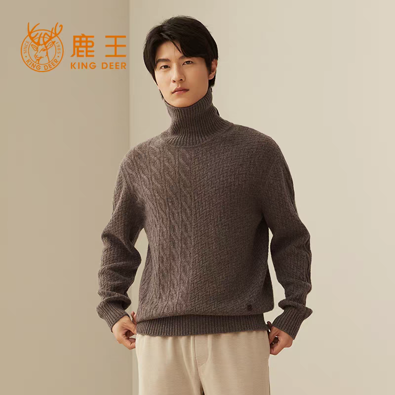 鹿王男士纯山羊绒衫秋冬季保暖