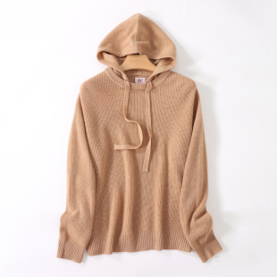 毛衣厚 百搭保暖休闲简约针织打底衫 鹿王女士连帽纯山羊绒衫 秋冬季