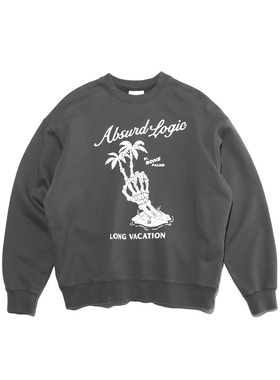 ABSURD LOGIC 荒诞逻辑 趣味骷髅棕榈树美式复古加绒卫衣纯棉男女