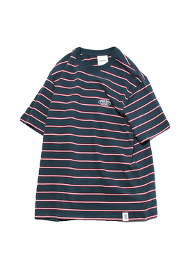 ABSURD LOGIC 荒诞逻辑 美式复古学院风刺绣条纹T恤重磅纯棉休闲