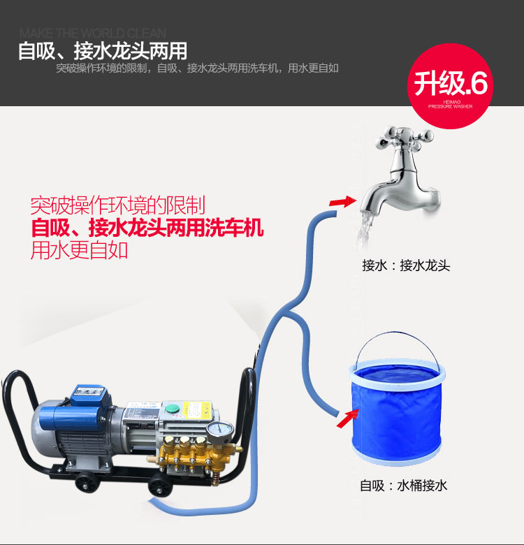 黑猫QL-280型自吸高压清洗机洗车机220V刷车水泵洗车器打药机全铜