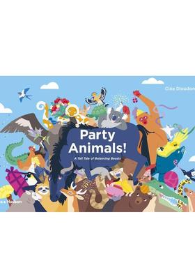【现货】Party Animals!派对动物 互动式拉页绘本英文原版儿童童书 连页长折叠设计