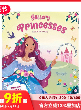 【预售】闪亮公主贴纸书 Glittery Princesses: Sticker Book 原版英文儿童语言/概念启蒙